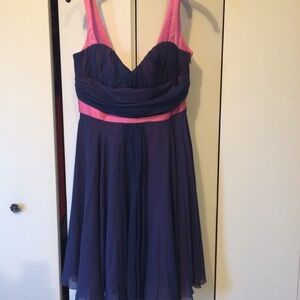 Elegant Versace navy blue silk dress, sz. EU 48, US 12, EUC. Worn once.